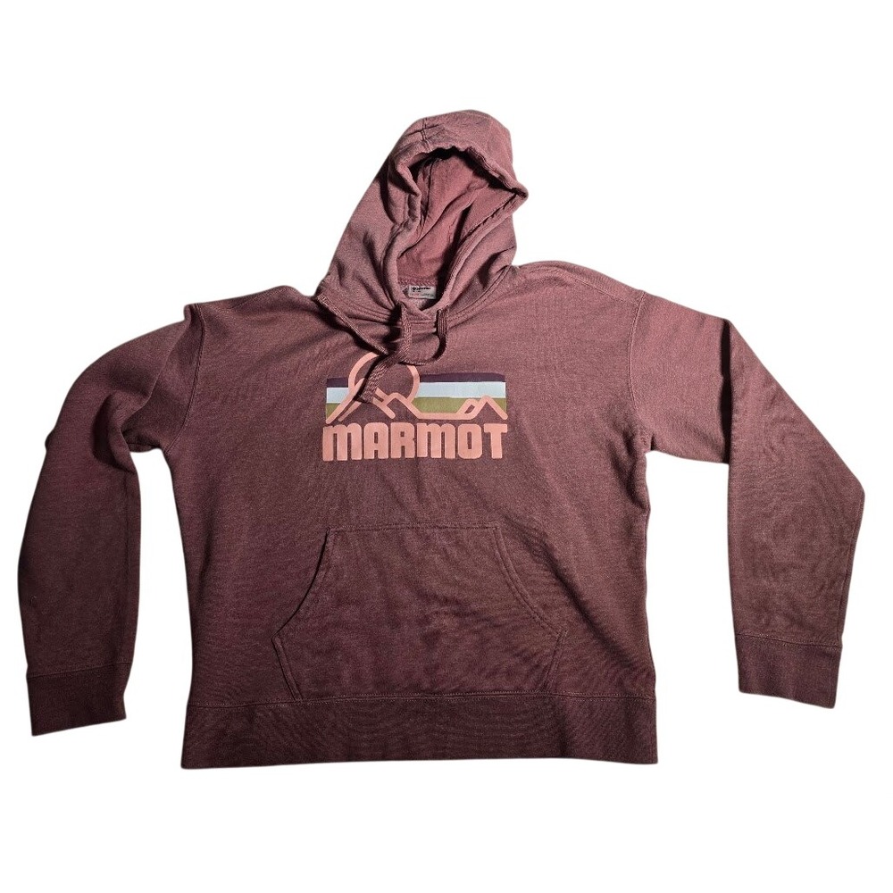Marmot Mens‎ XL Retro Mountain Graphic Pullover Hoodie Burgundy outdoor 1226